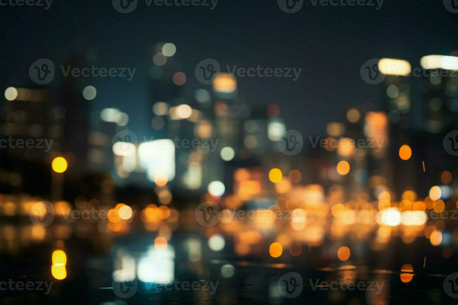 Cityscape lights turn into mesmerizing bokeh on a blurred night AI Generated photo