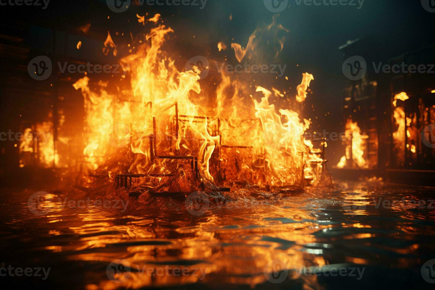 Fire in isolation white background AI Generated photo
