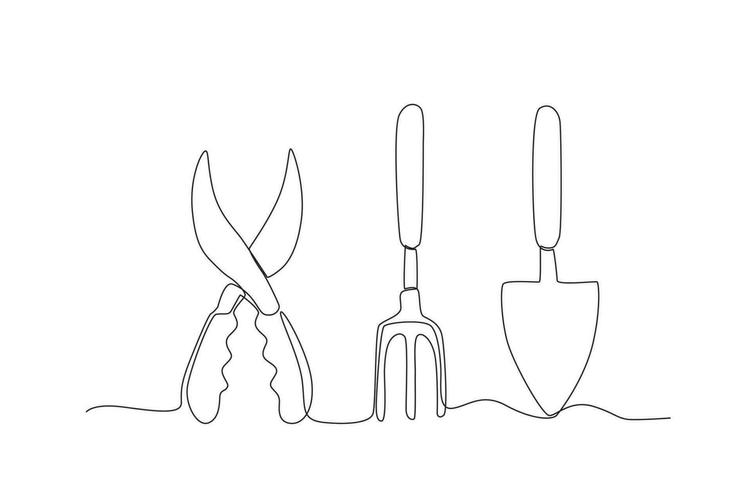 A plant scissors, ground fork, and spad vector