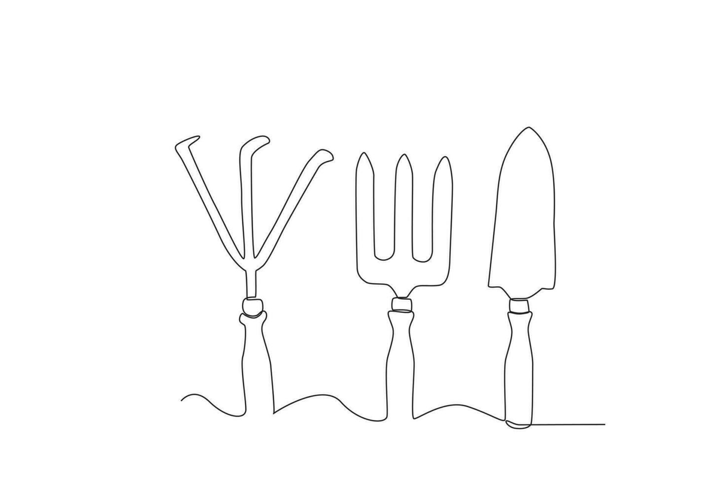 A hand cultivator, spade, and ground fork vector