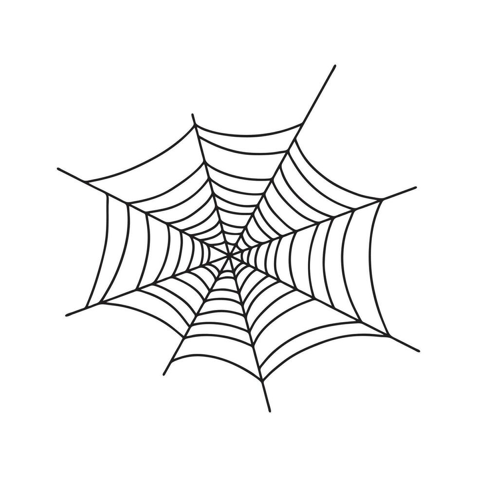 Halloween Icons. Monochrome spider web.  Spooky illustration for Halloween theme. Vector illustration on white background