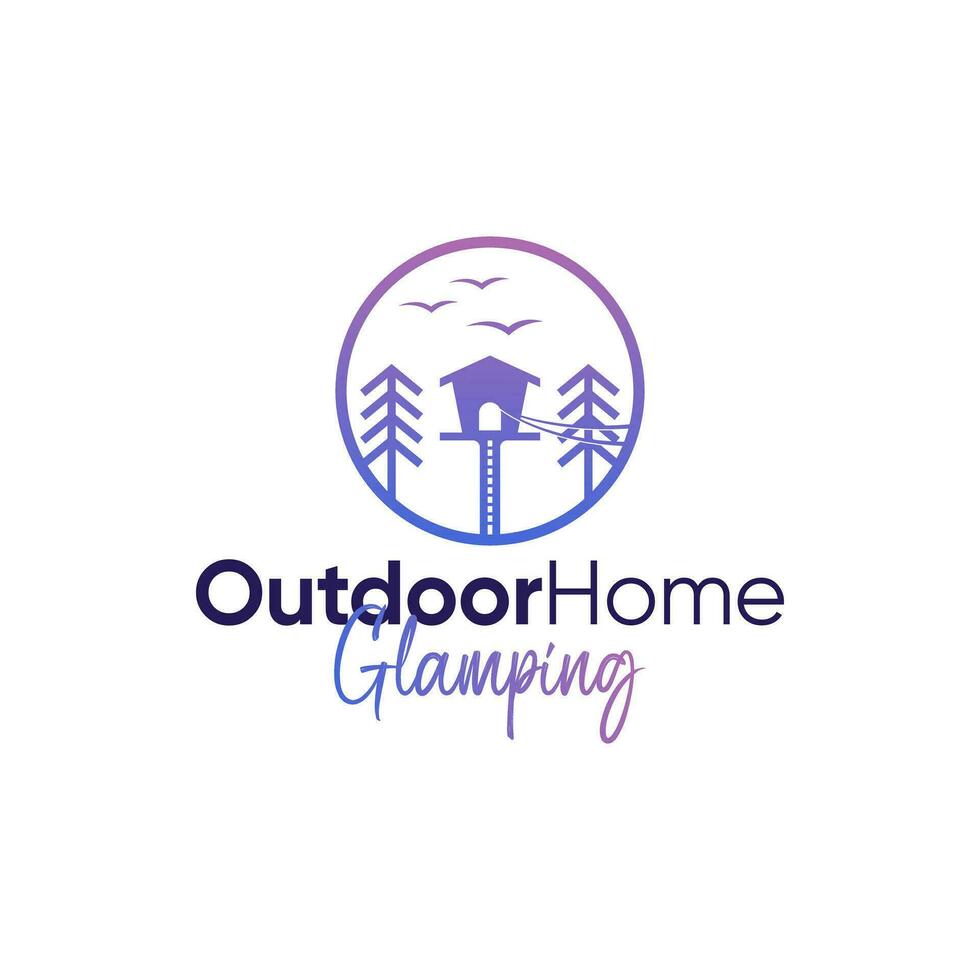 al aire libre glamping logo diseños degradado color vector