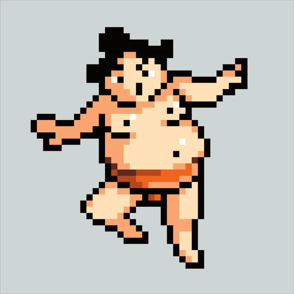 píxel Arte ilustración sumo. pixelado sumo chico. japonés sumo chico icono pixelado para el píxel Arte juego y icono para sitio web y vídeo juego. antiguo colegio retro vector