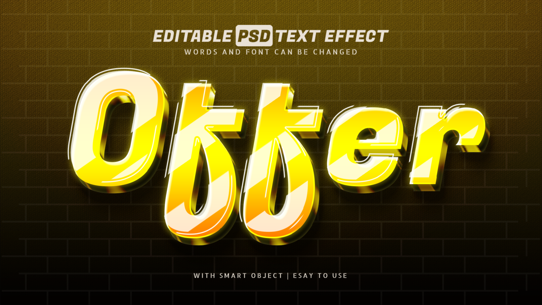 Offer yellow shine text effect psd