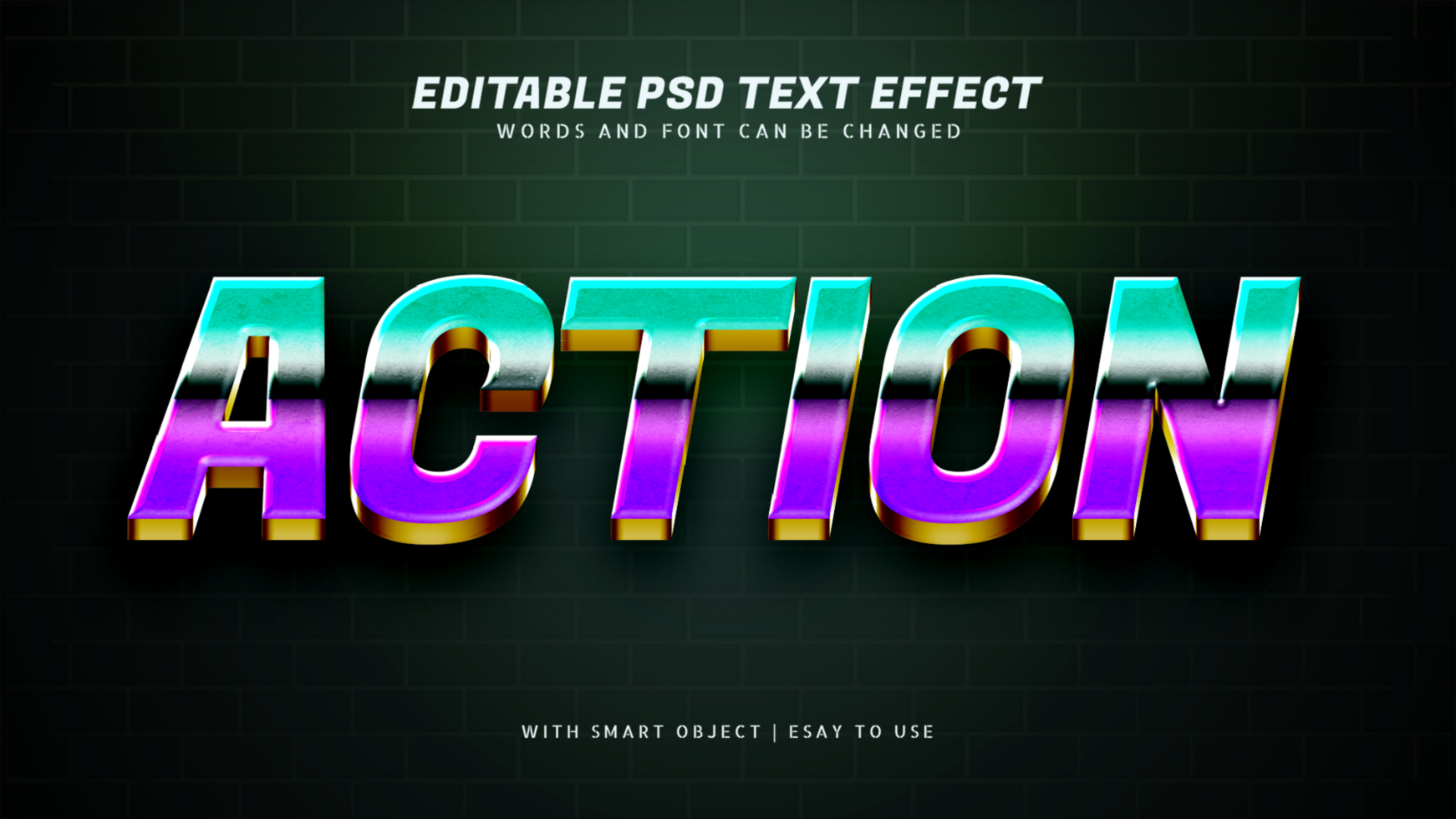 Action 3d retro text effect editable psd