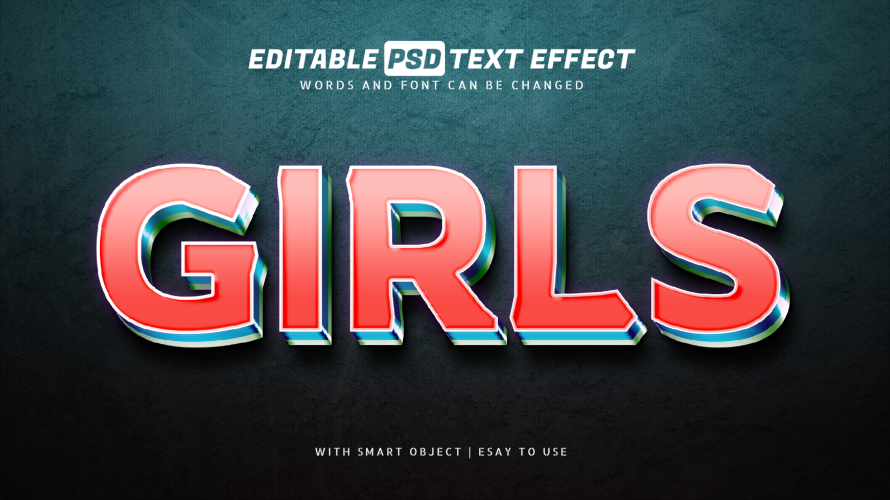 Girls pink 3d style text effect psd