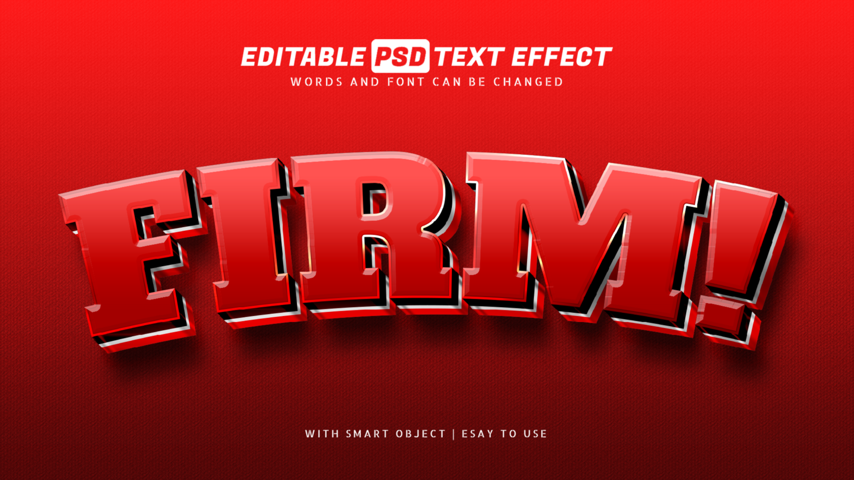 Firm red 3d style text effect psd