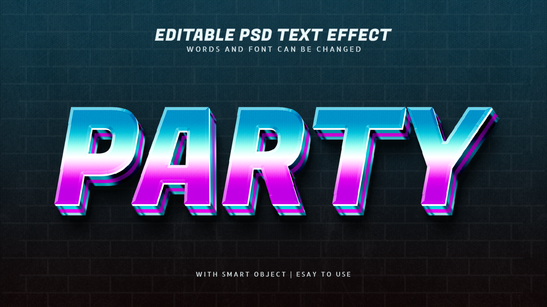 Party 3d text effect editable psd