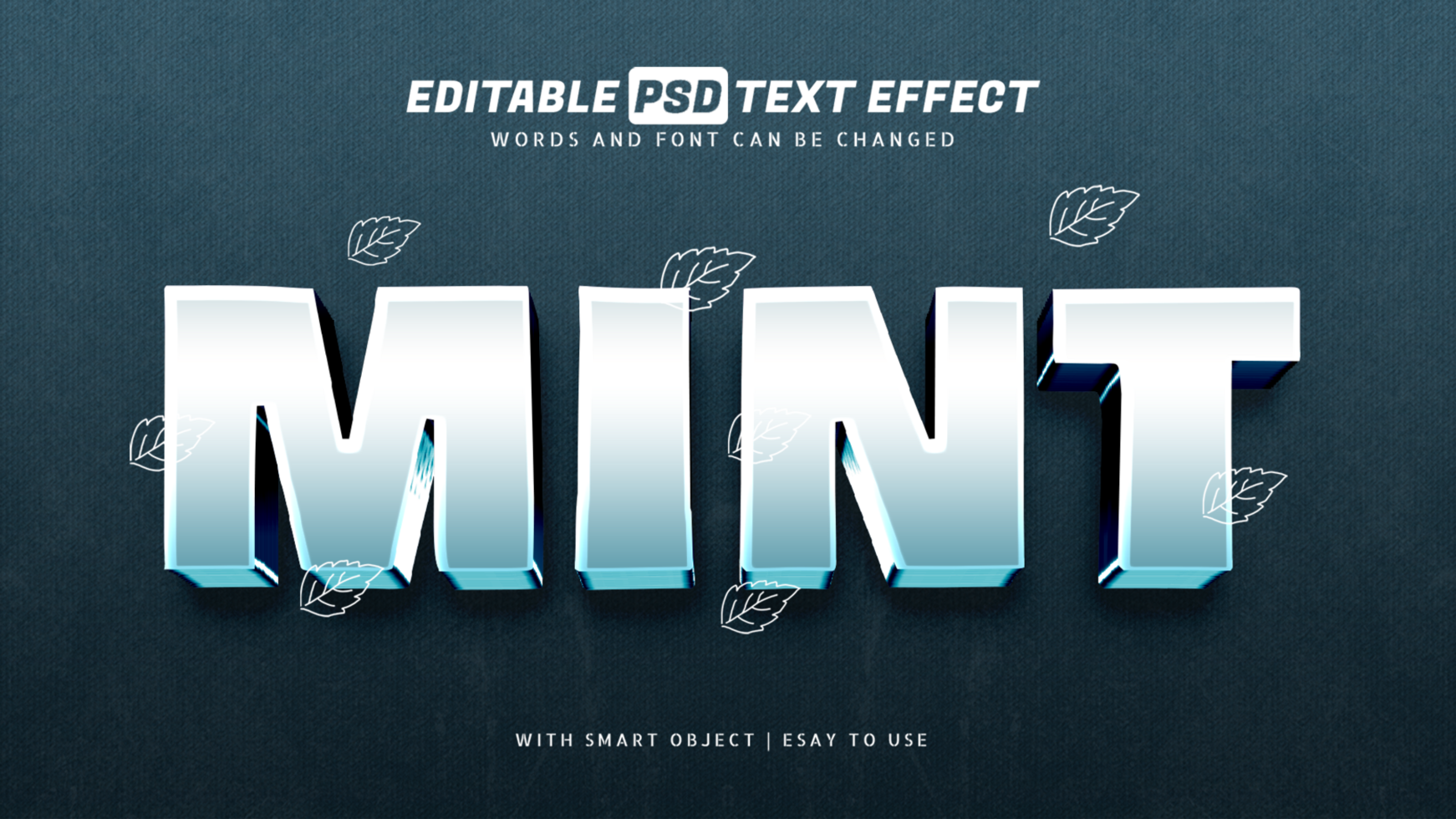 Mint 3d style text effect psd