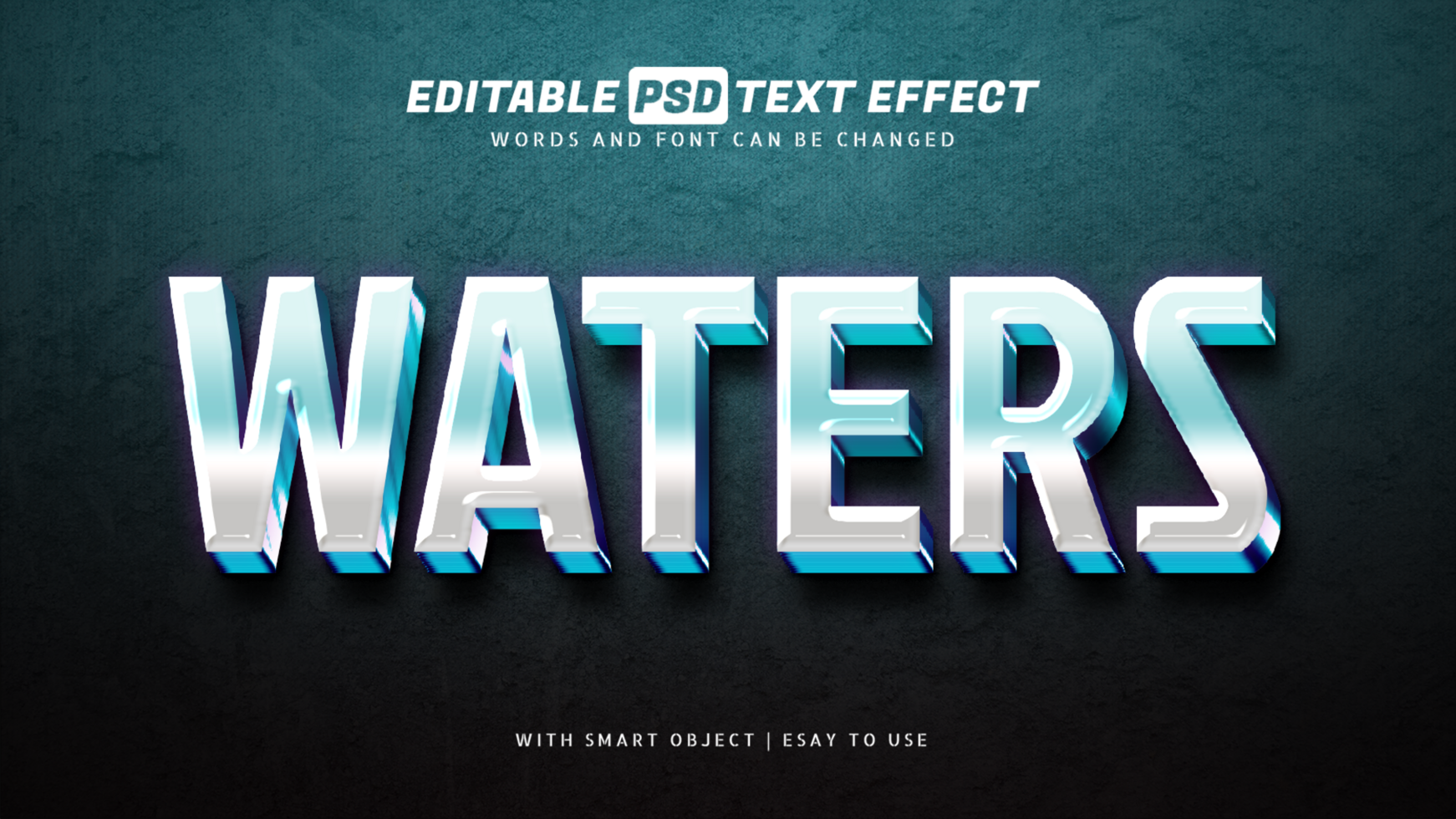 Water blue 3d gradient text effect psd