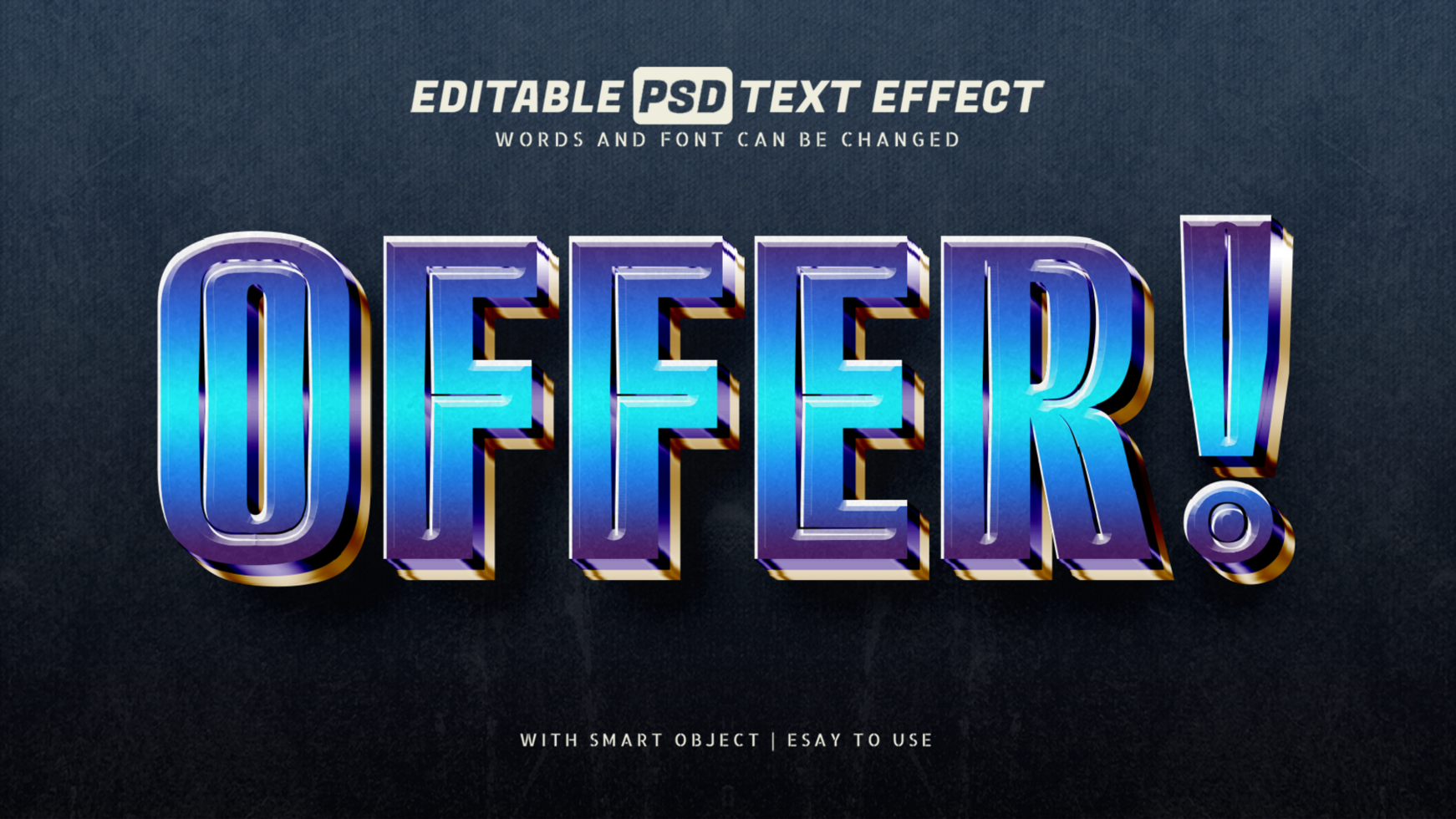 Offer blue gold style text effect psd