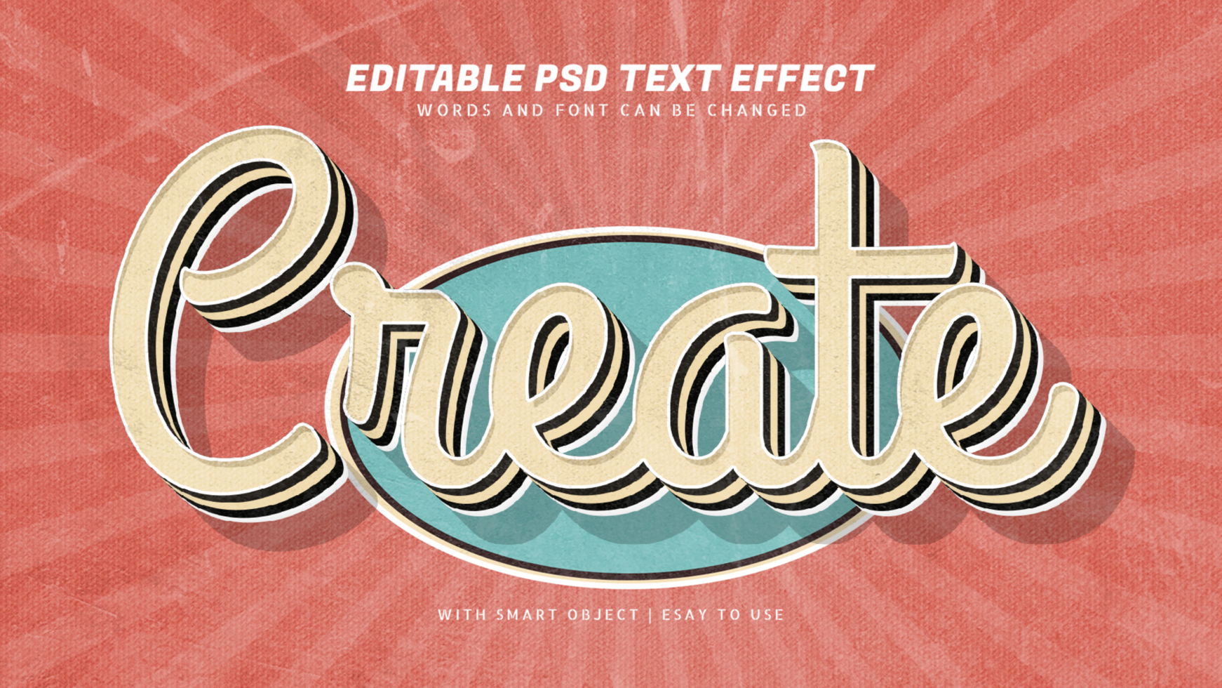 Create 3d retro vintage style text effect psd