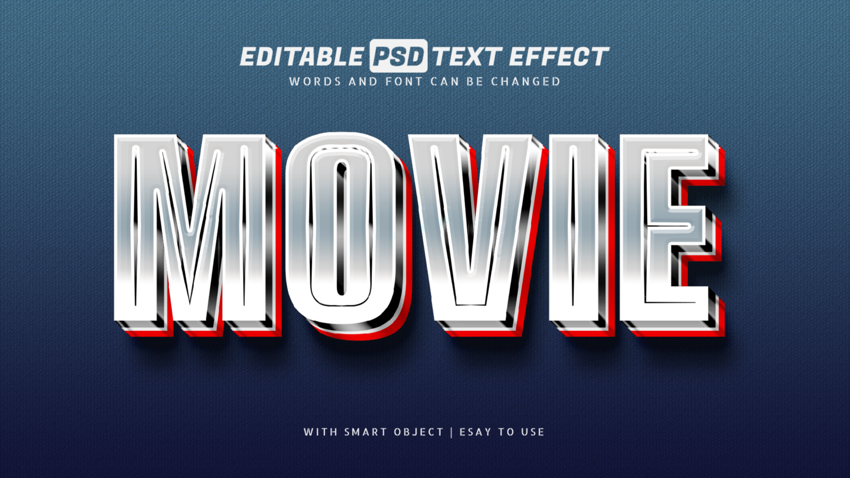 Movie silver 3d style text effect psd