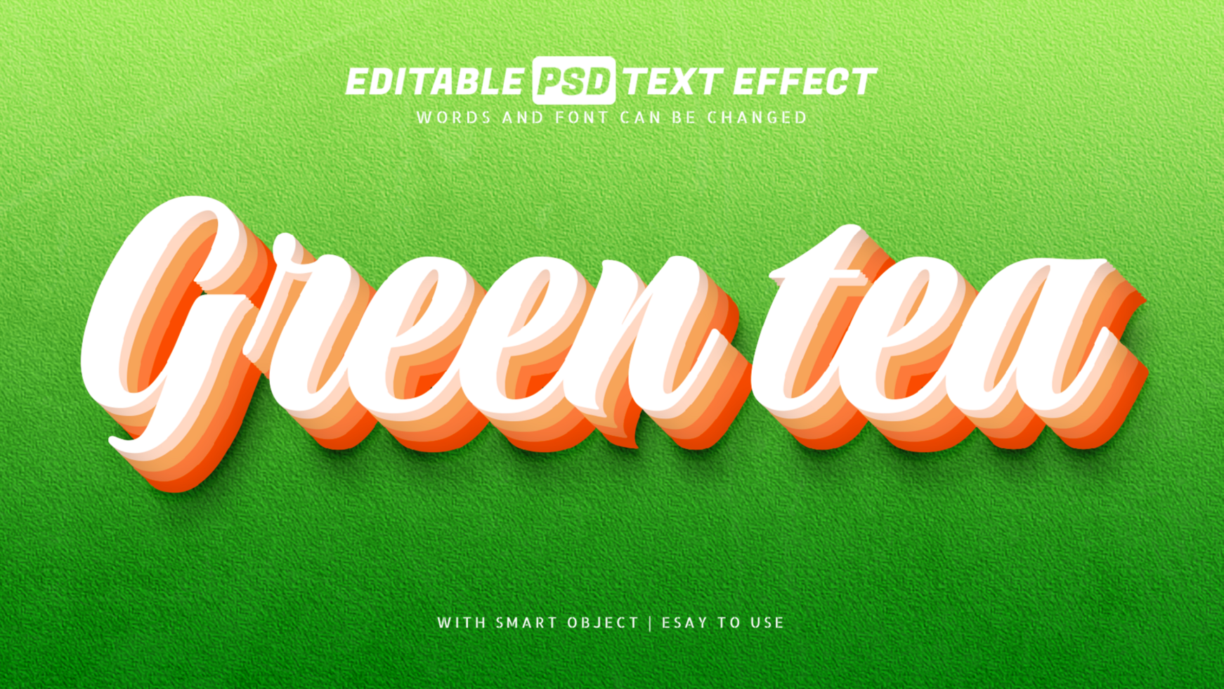 Green tea 3d style text effect psd