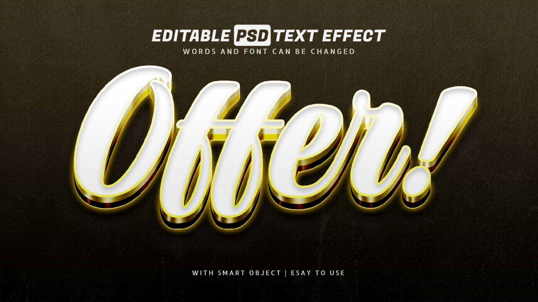 Offer yellow white 3d style text effect psd