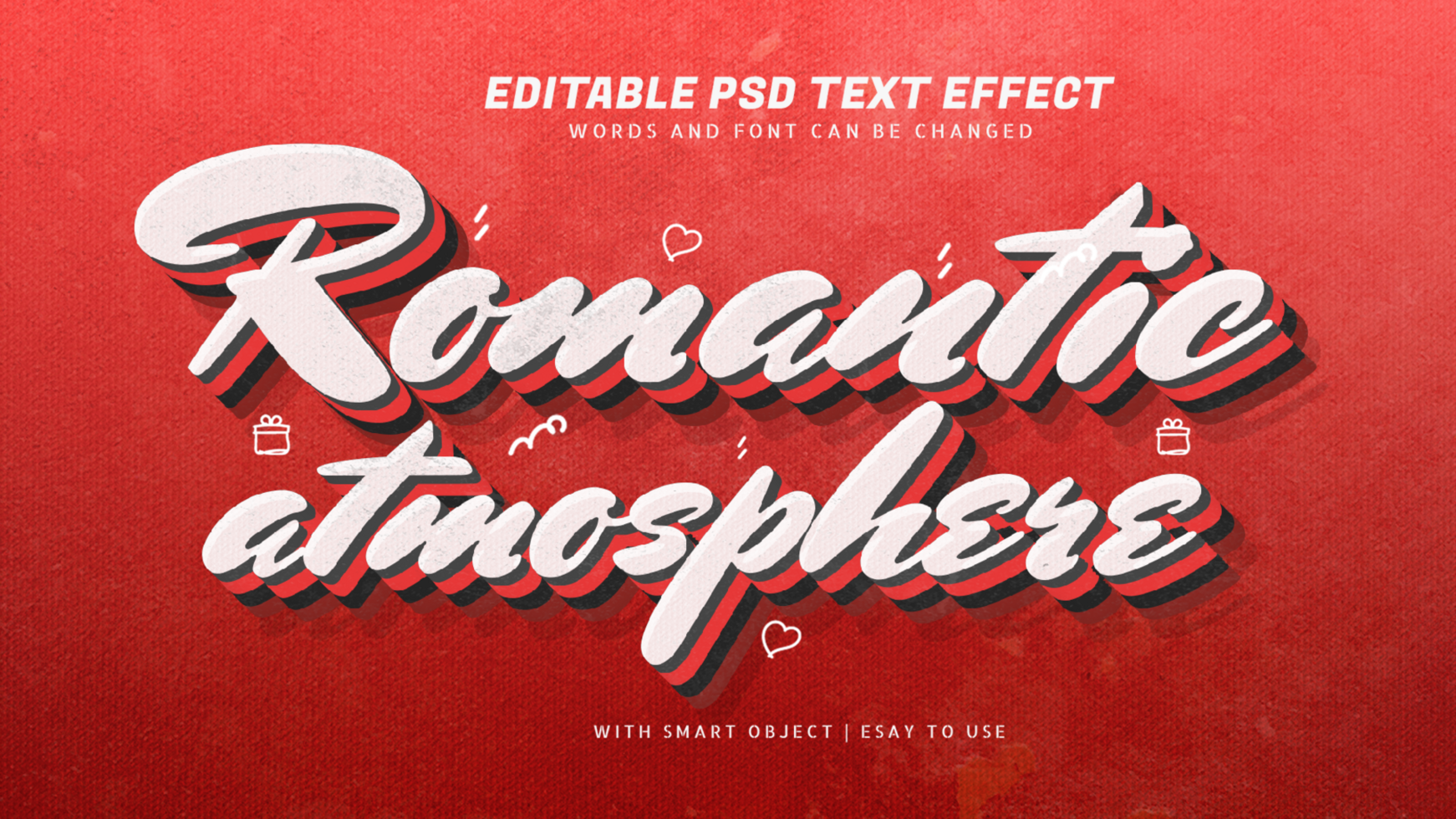 Romantic atmosphere vintage style text effect psd