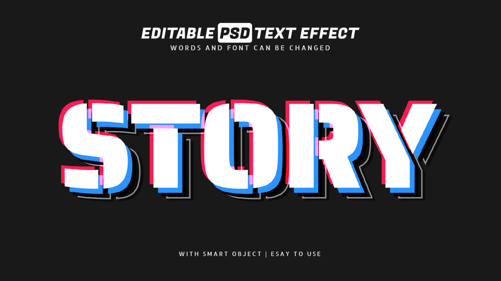 Story modern 3d style text effect psd