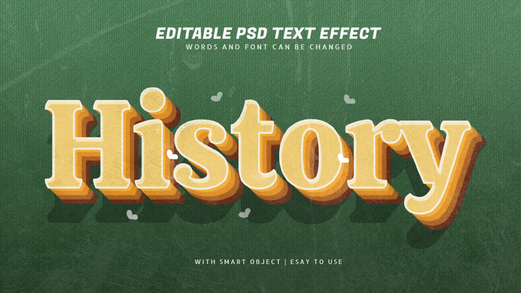 History 3d vintage style text effect psd