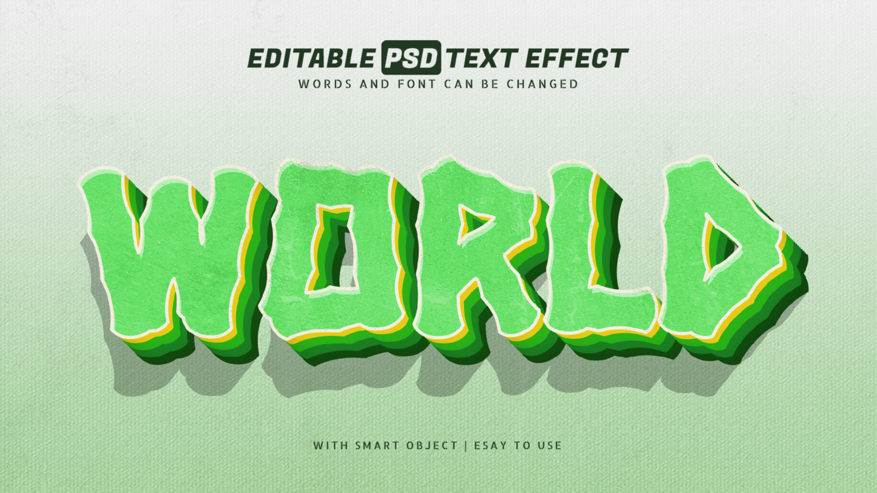 mundo verde 3d estilo texto efecto psd