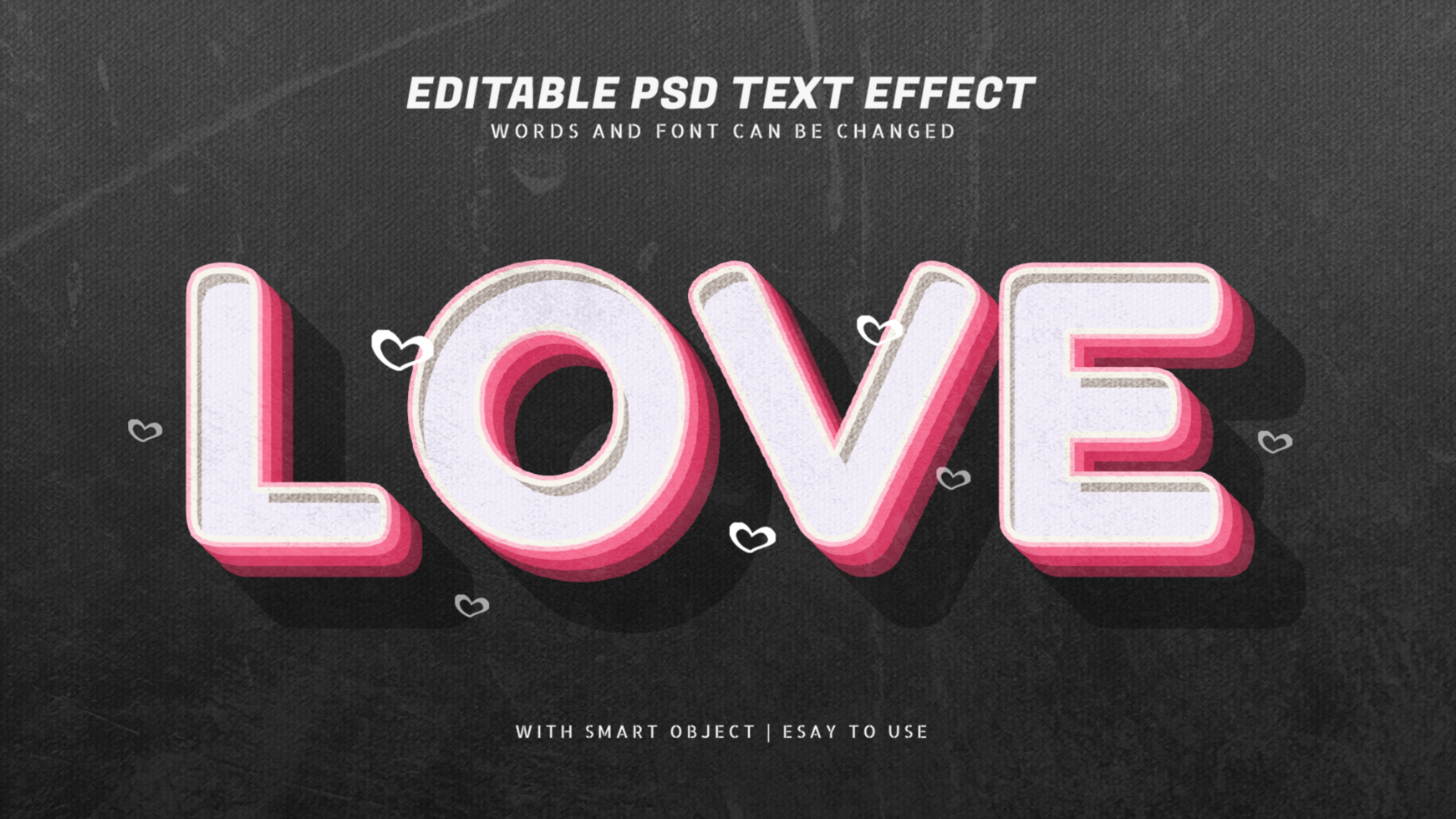 amor 3d retro vintage estilo texto efeito psd