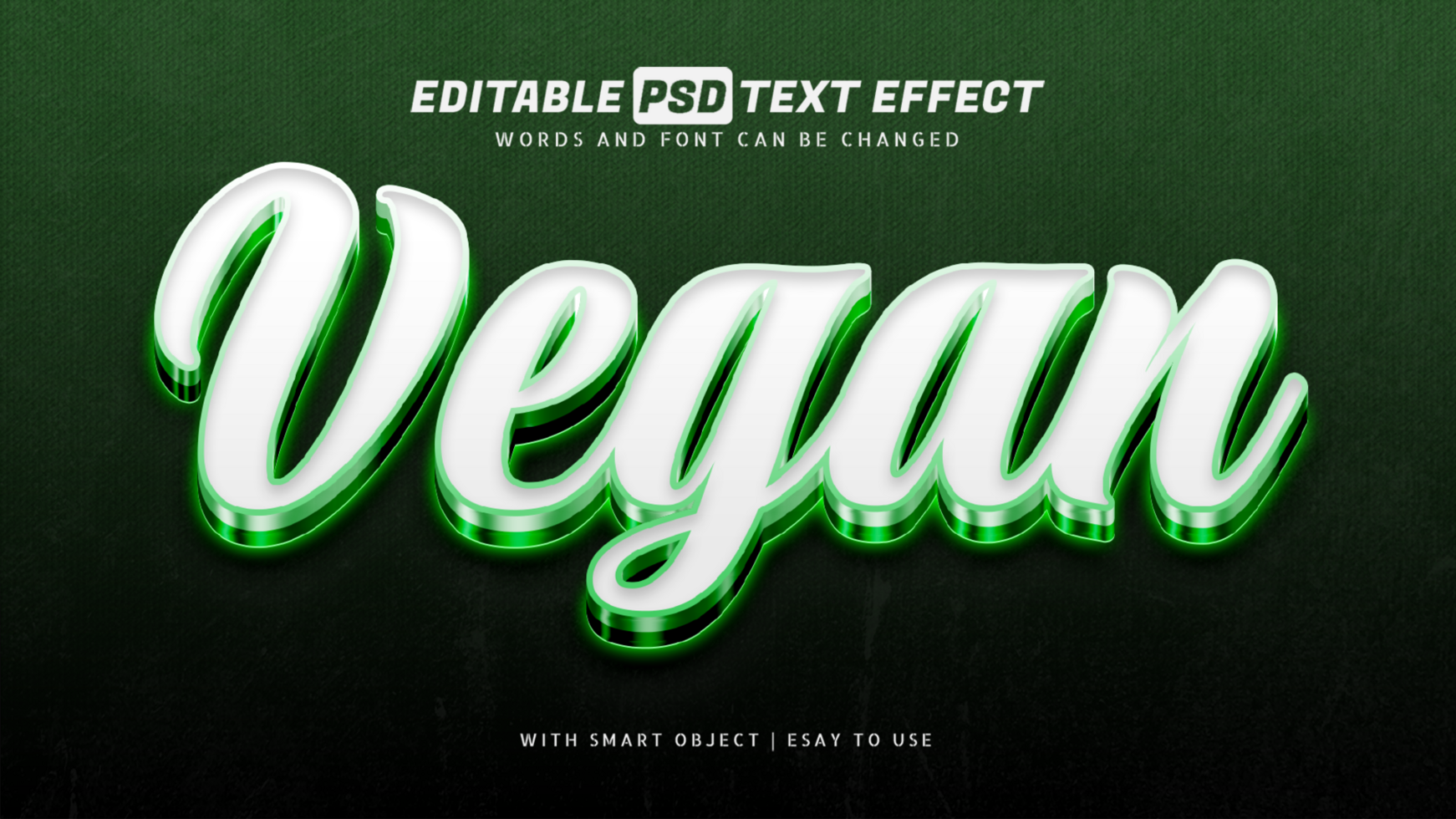 vegano verde bianca 3d stile testo effetto psd