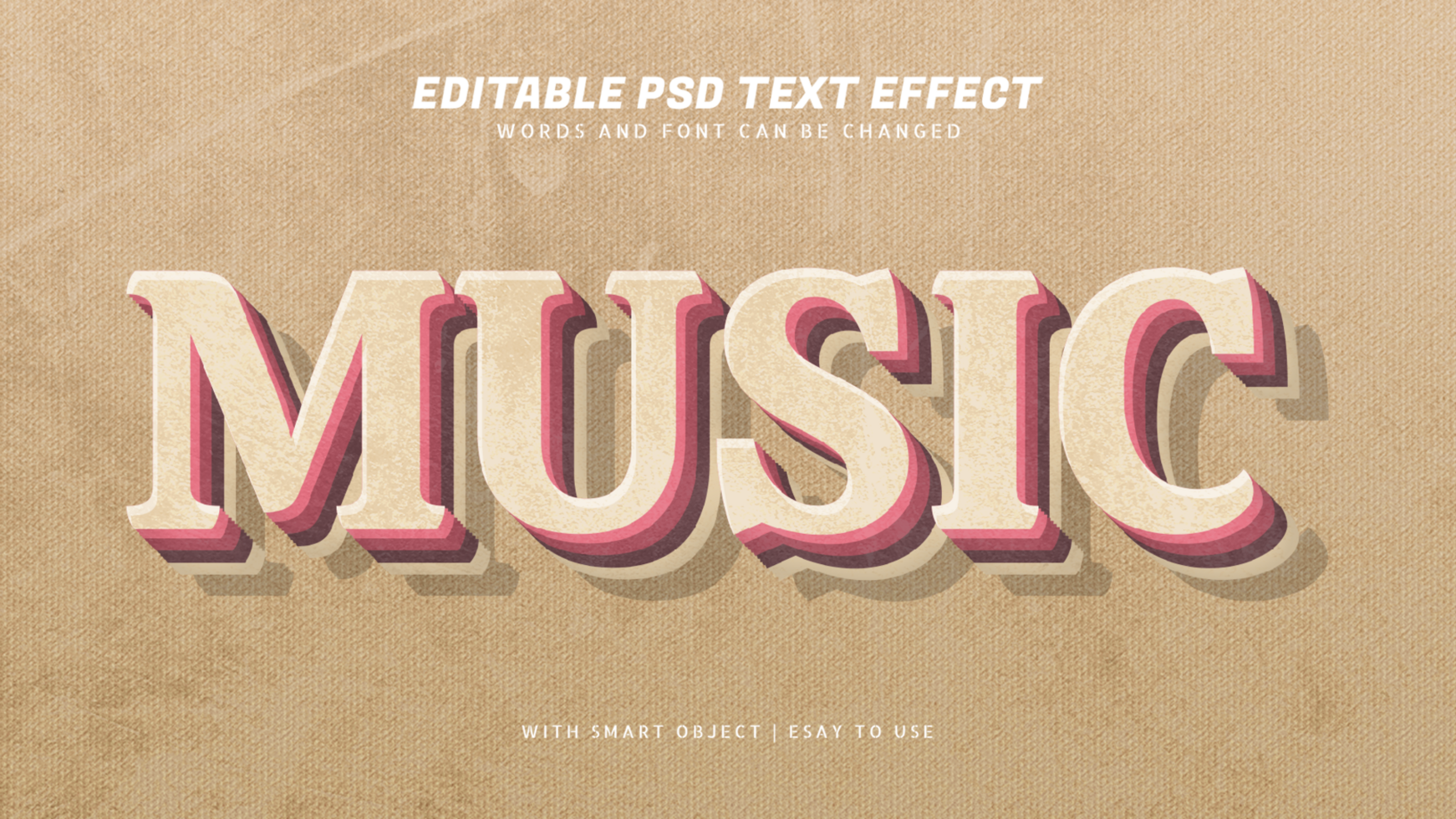 Music 3d vintage style text effect psd