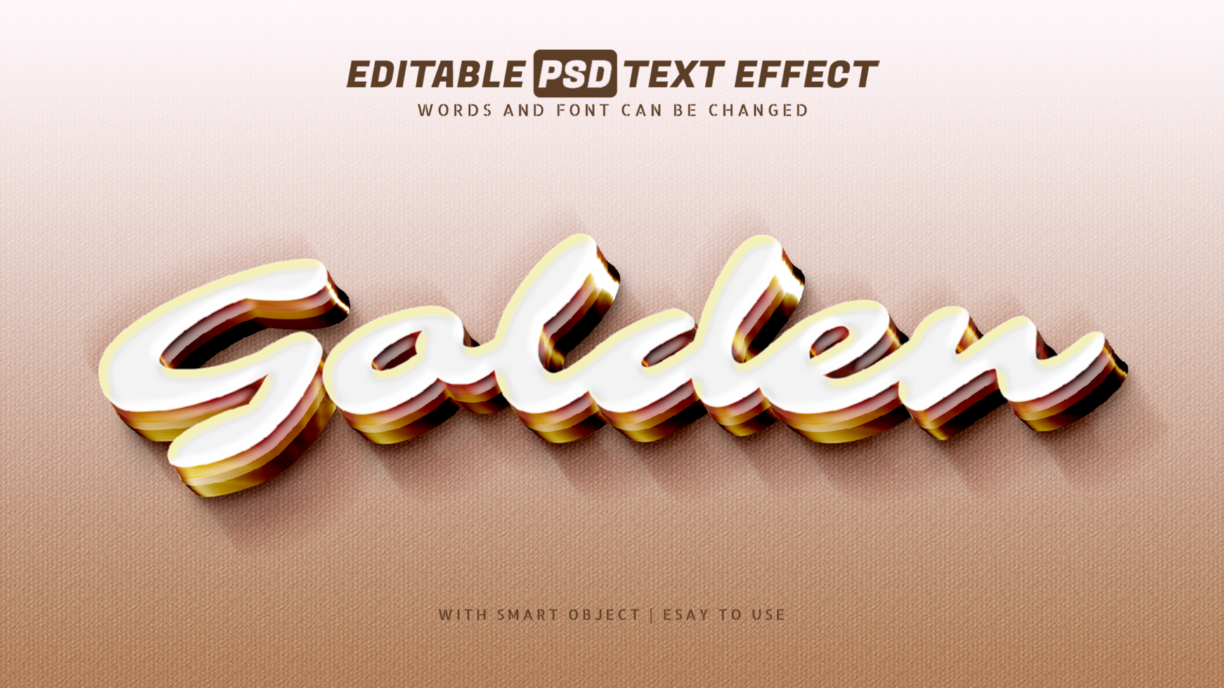 Golden 3d style text effect editable psd
