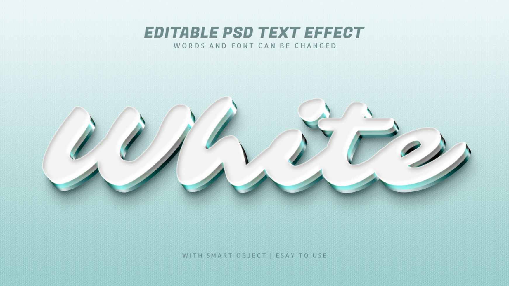 White 3d style text effect editable psd