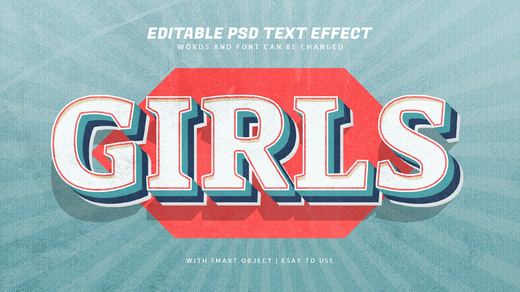 Girl 3d retro vintage style text effect psd