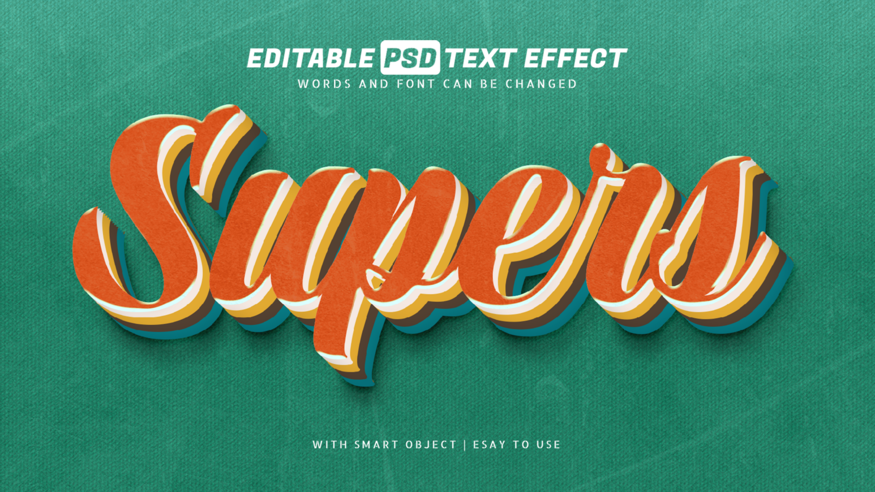 Super retro vintage 3d text effect editable psd