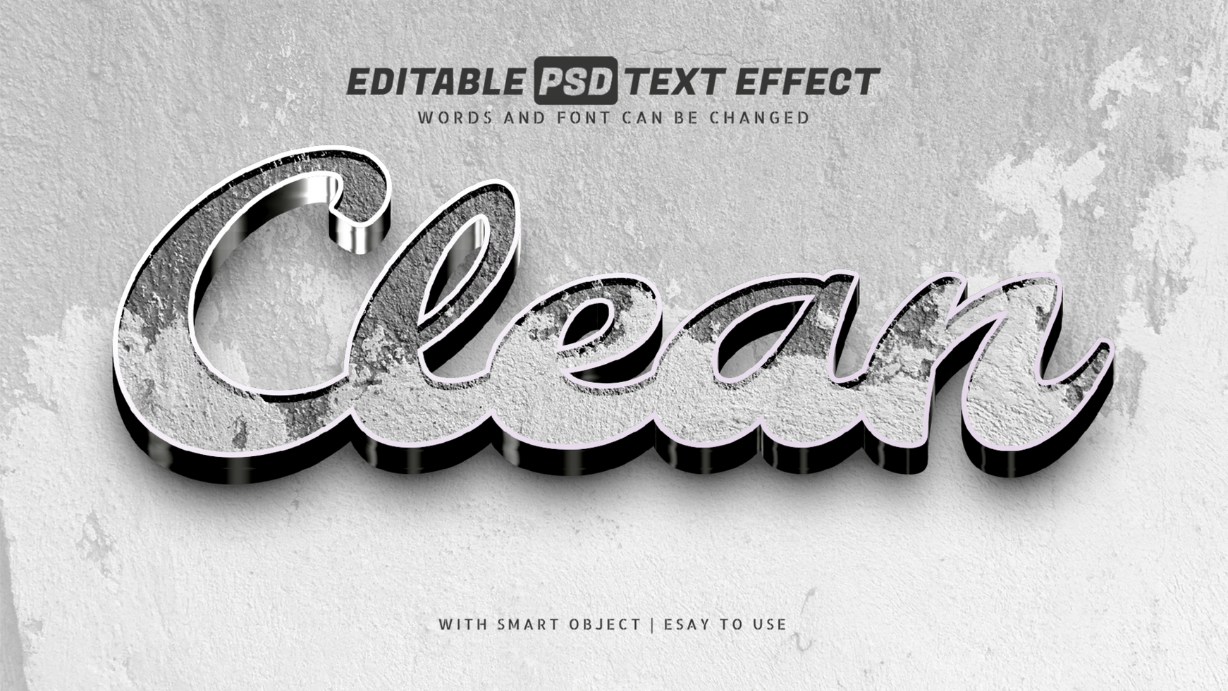 limpiar blanco 3d estilo texto efecto psd