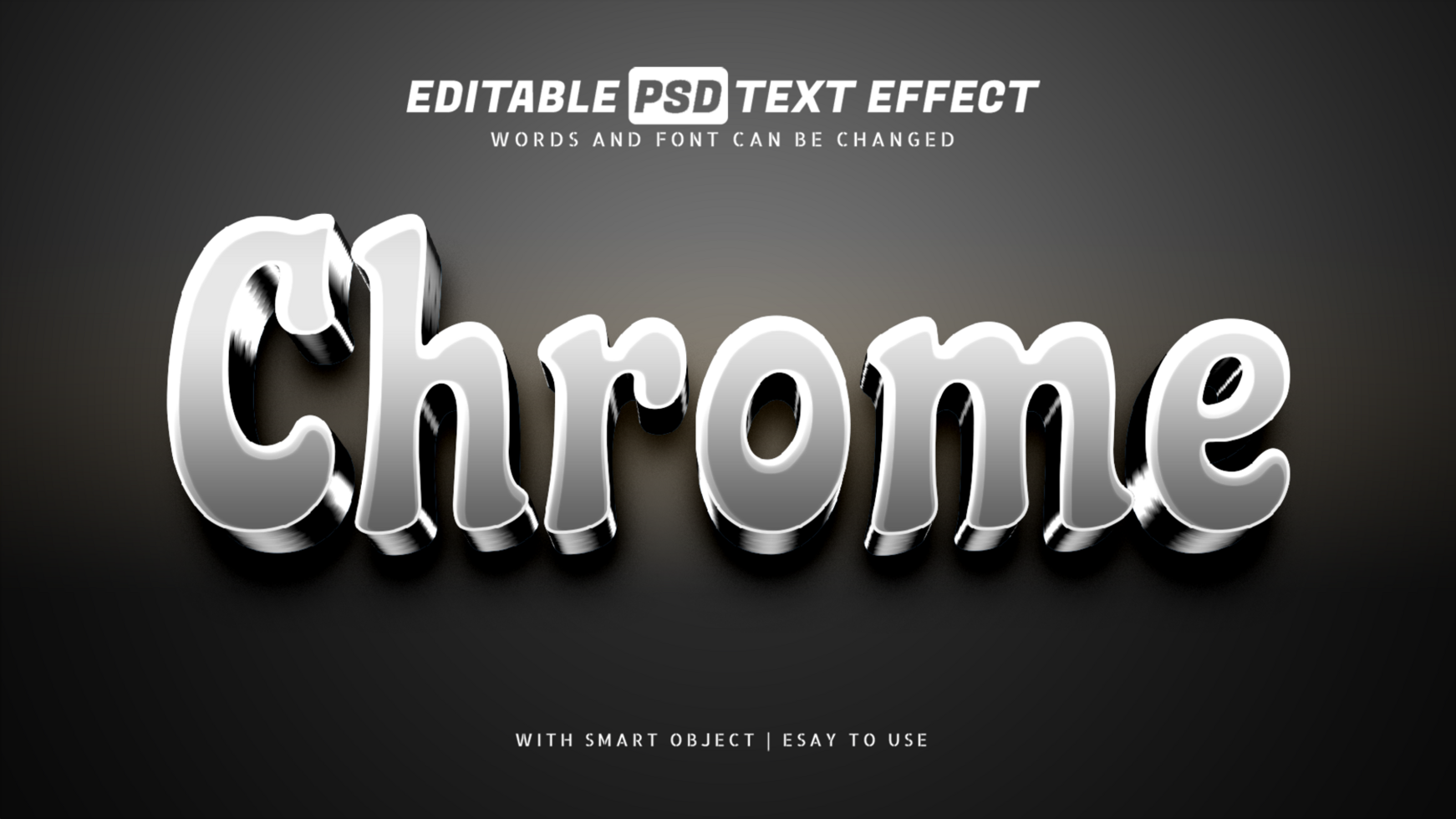 Chrome silver 3d text effect psd