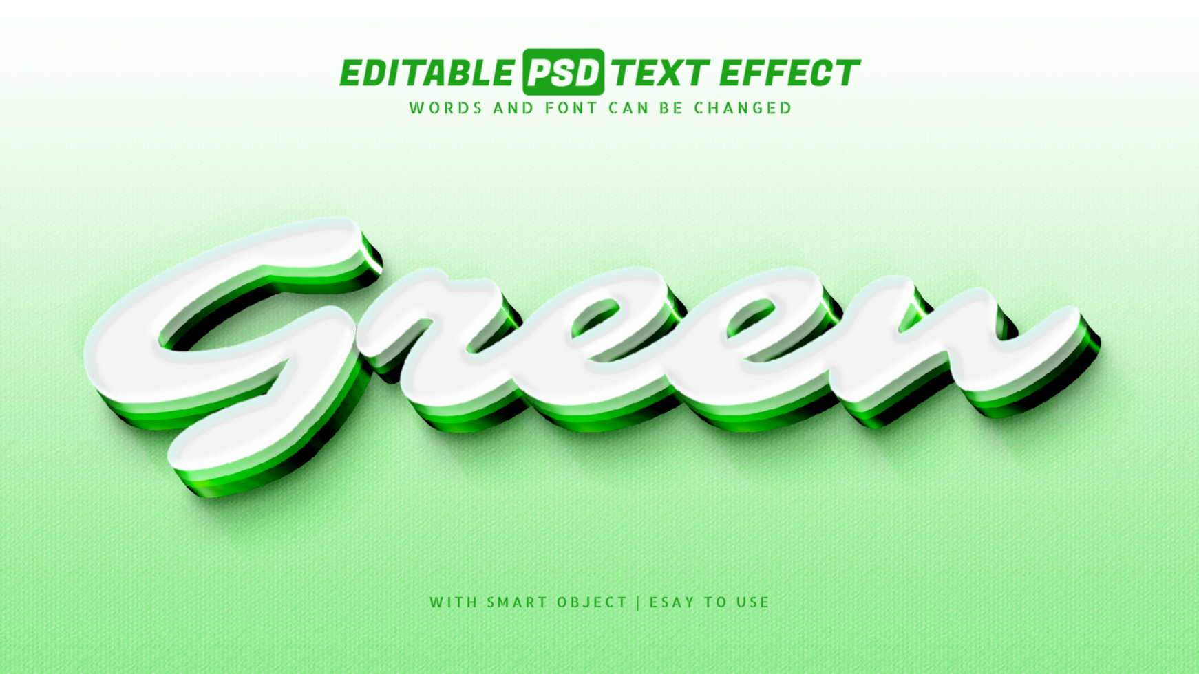 Green 3d style text effect editable psd