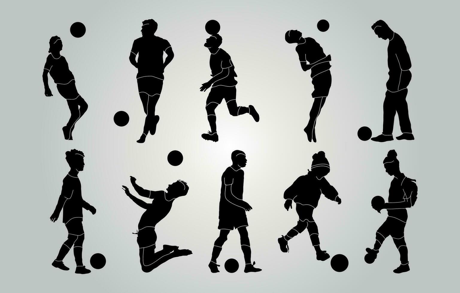 fútbol jugadores plano diseño silueta vector ilustración