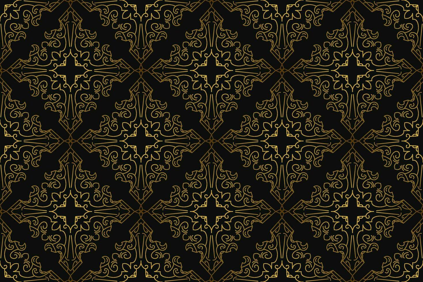 Black and gold art deco seamless pattern design vector