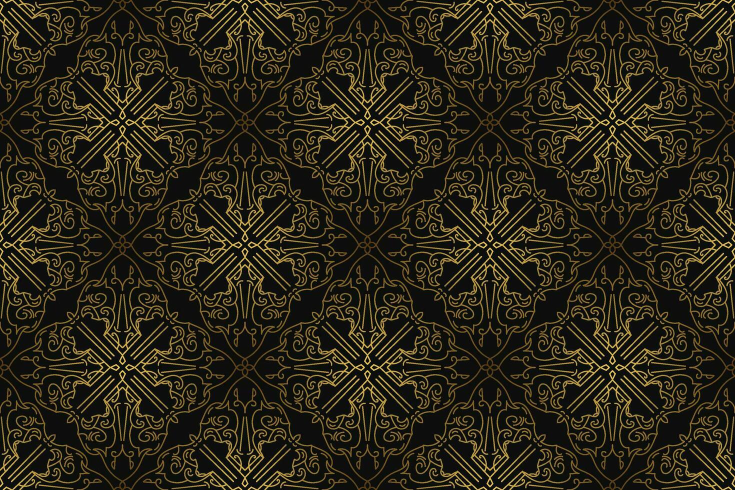 Black and gold art deco seamless pattern design vector