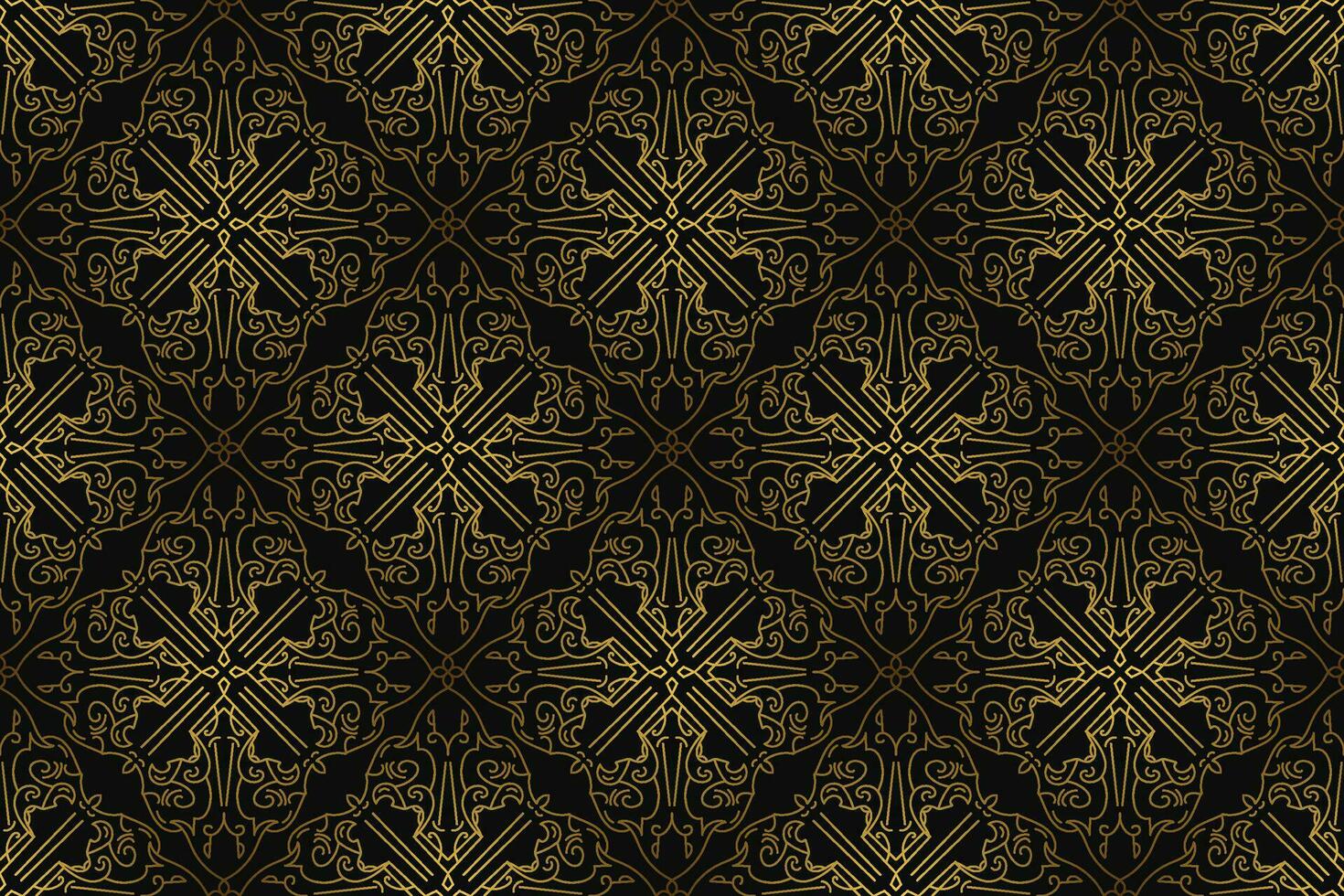 Black and gold art deco seamless pattern design vector