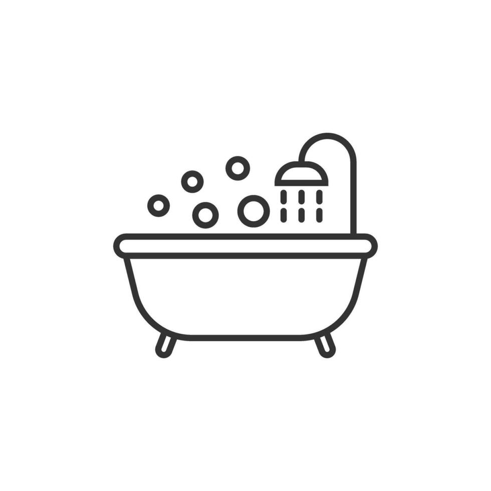 Bath icon in flat style. Bathroom vector illustration on isolated background. Bathtub sign business concept.