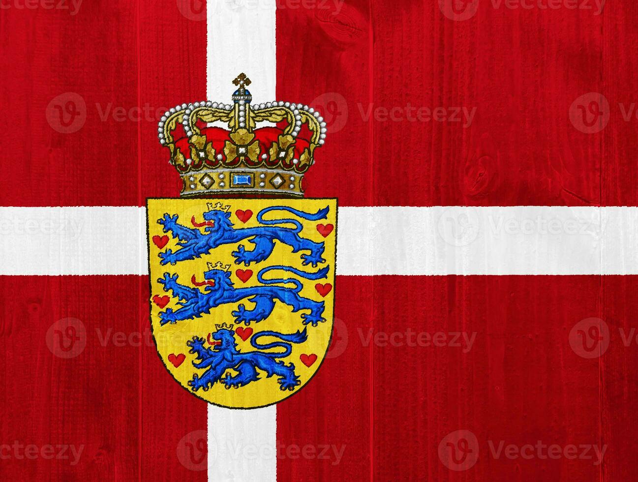 Flag and coat of arms of Denmark on a textured background. Concept collage. photo