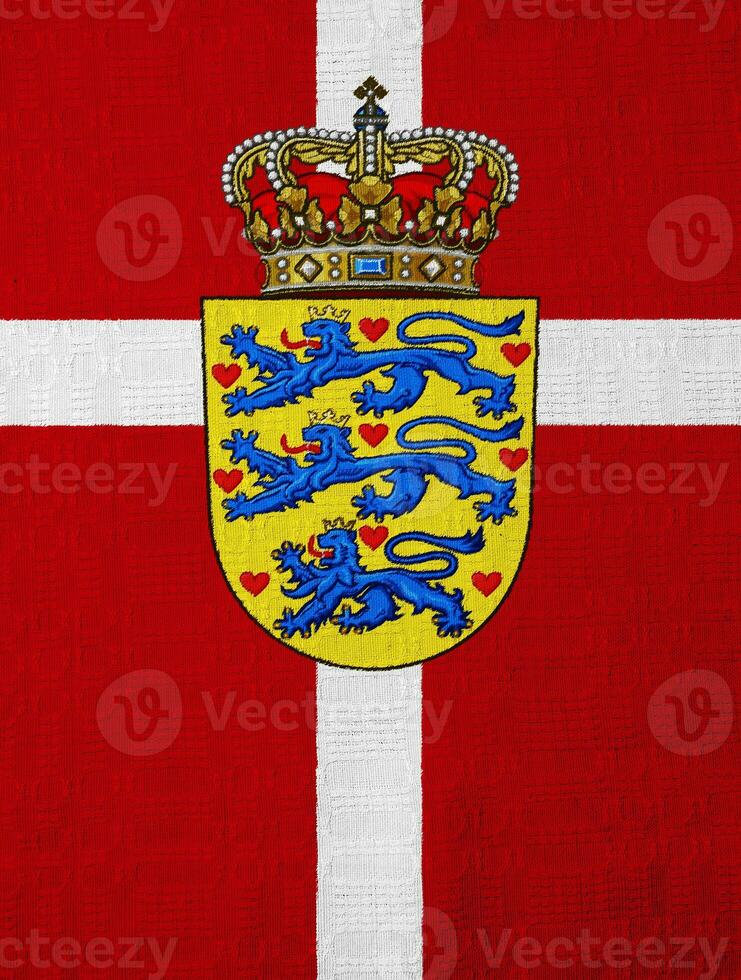 Flag and coat of arms of Denmark on a textured background. Concept collage. photo