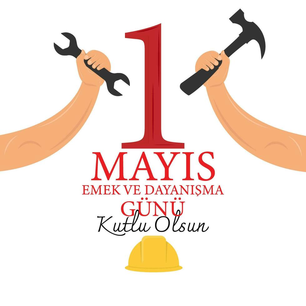 mayo 1 es el día de labor y solidaridad. vector diseño. turco 1 Mayo es Emek ve dayanisma gunu