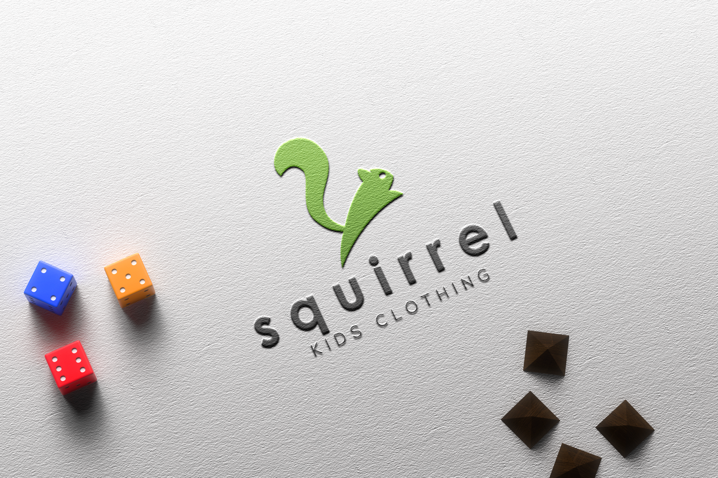PSD Embossed Paper Logo Mockup With Cubes And Pyramids