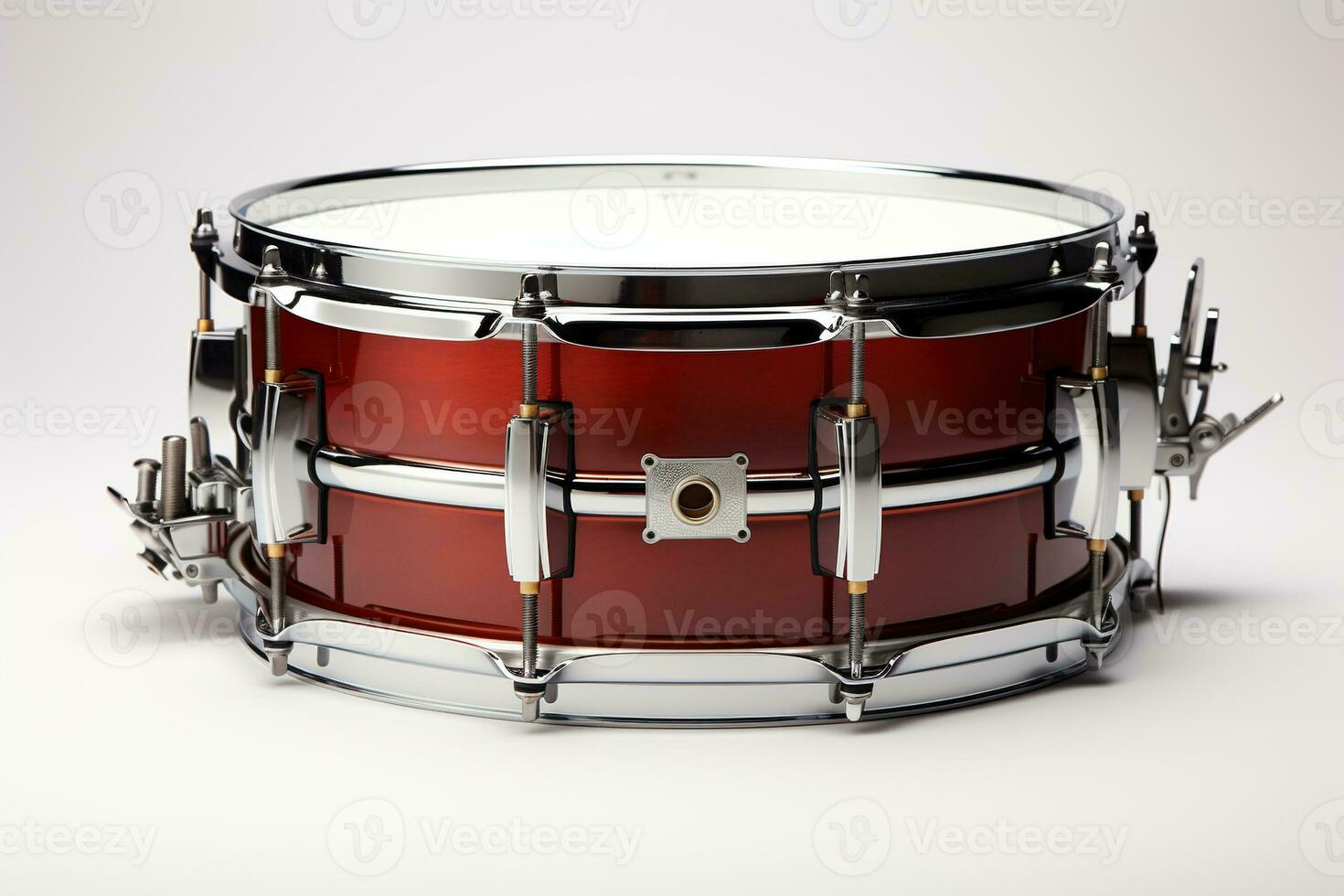 A snare drum with its characteristic crisp sound, often used in orchestras, bands, and percussion ensembles, isolated on a white background. AI Generative photo