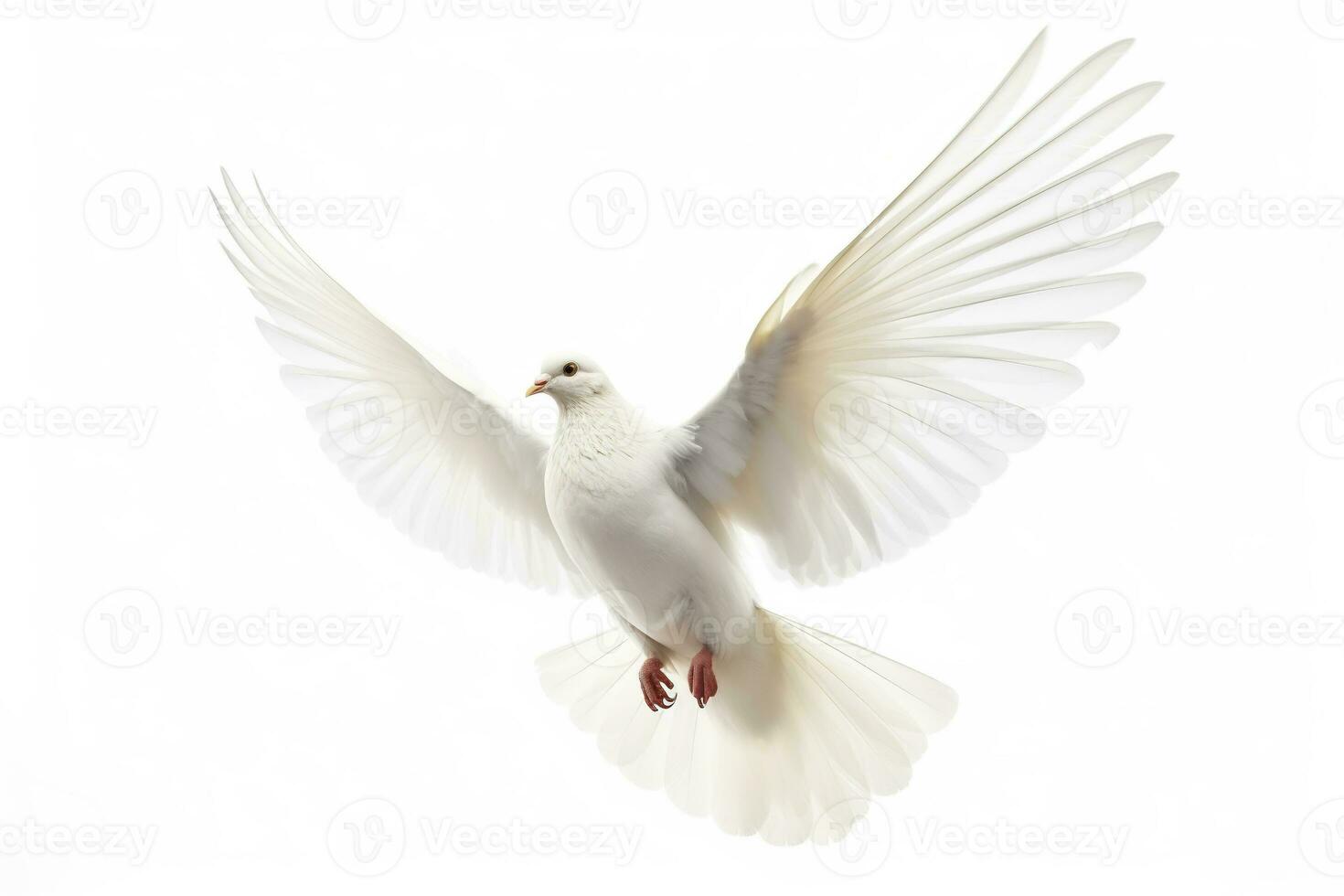 flying white dove isolated on white background AI Generative photo