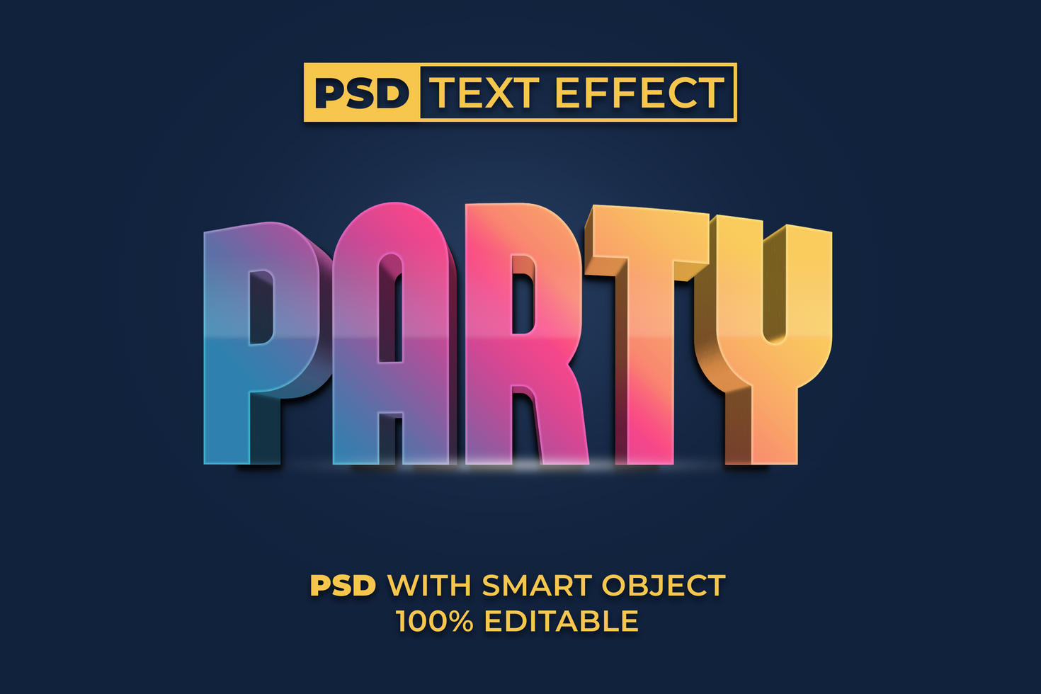 Party 3D Text Effect Colorful Style psd