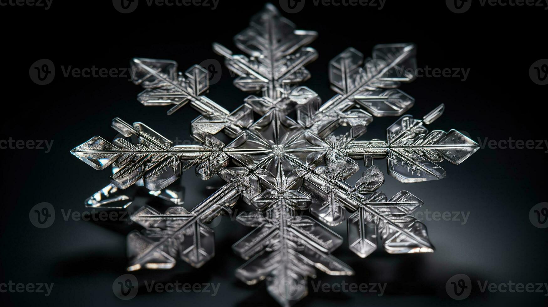 Snowflake frozen in a block of ice, crystal shard, backlit, beautiful lighting. Generative AI photo