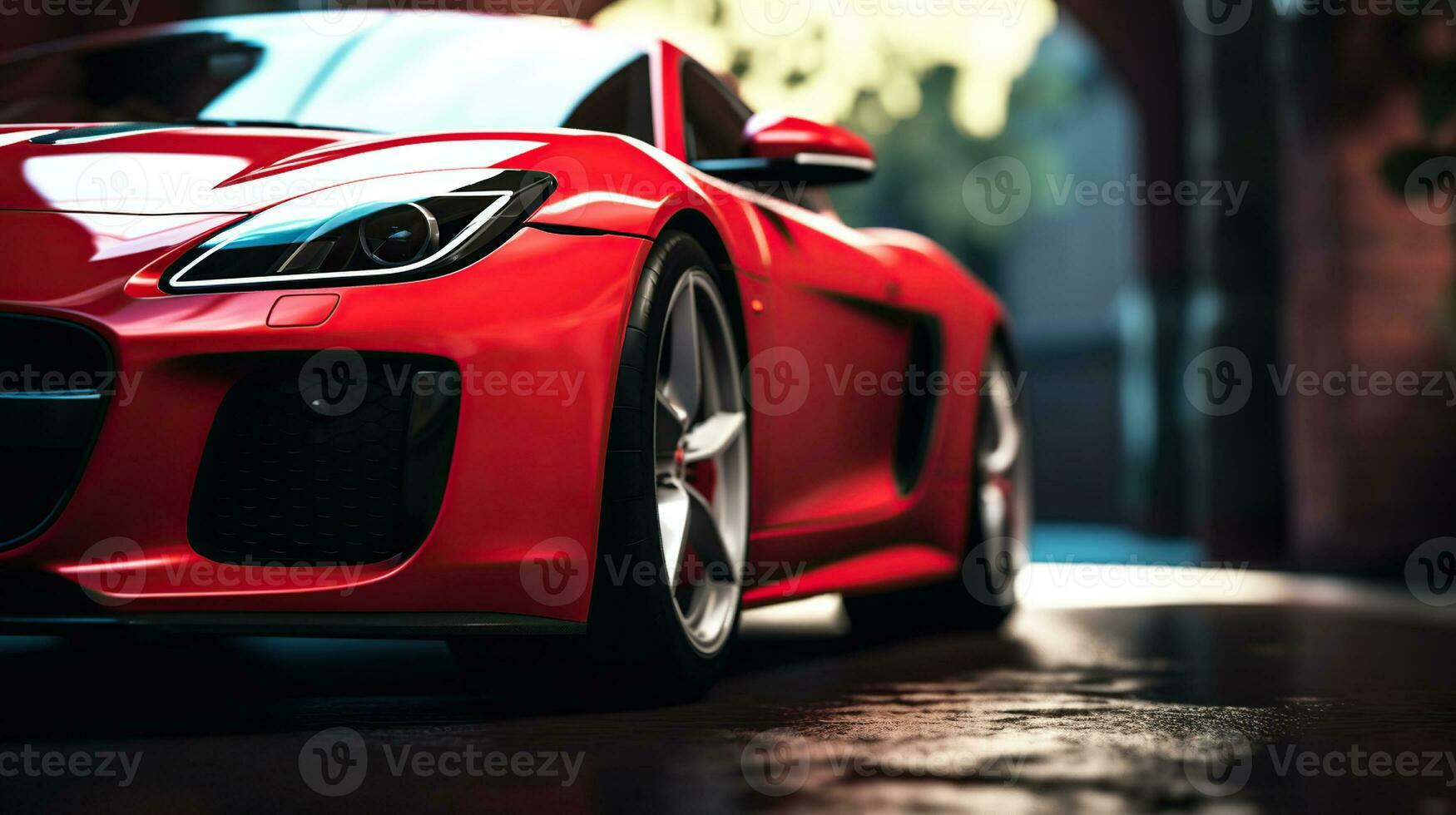 Luxury red sport car wallpaper. Generative AI photo