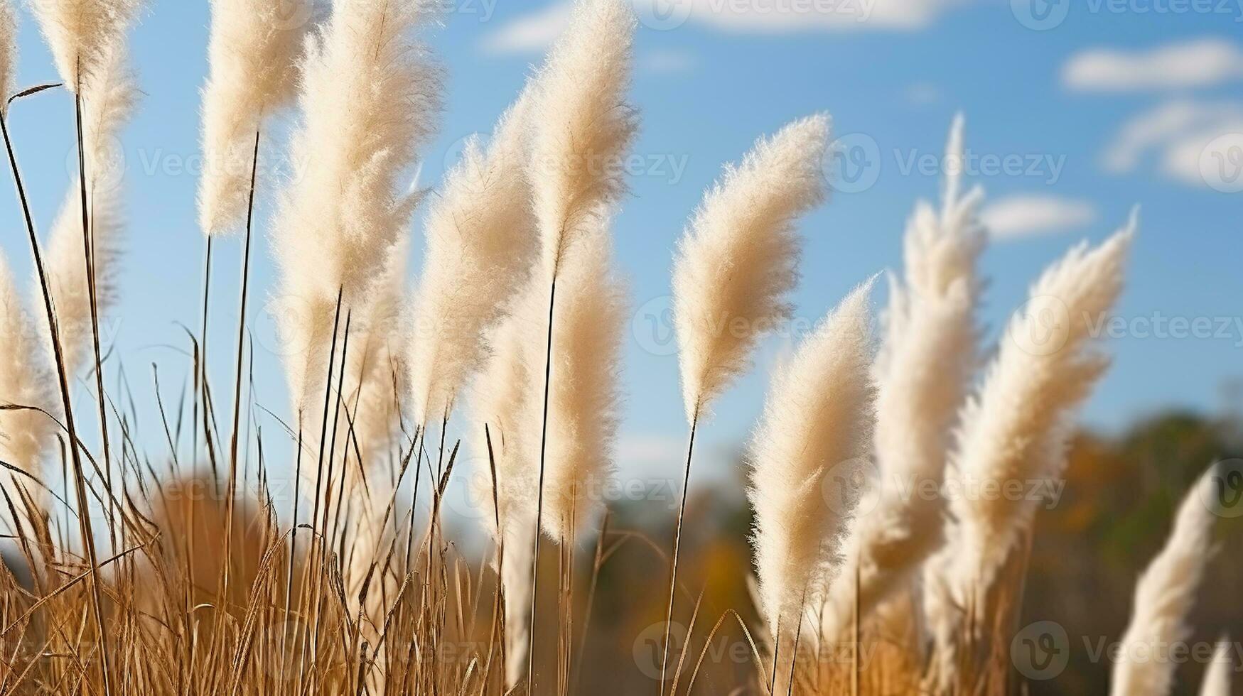 The Harmonious Dance of Pampa Grass in the Sun's Warm Embrace. Generative AI photo