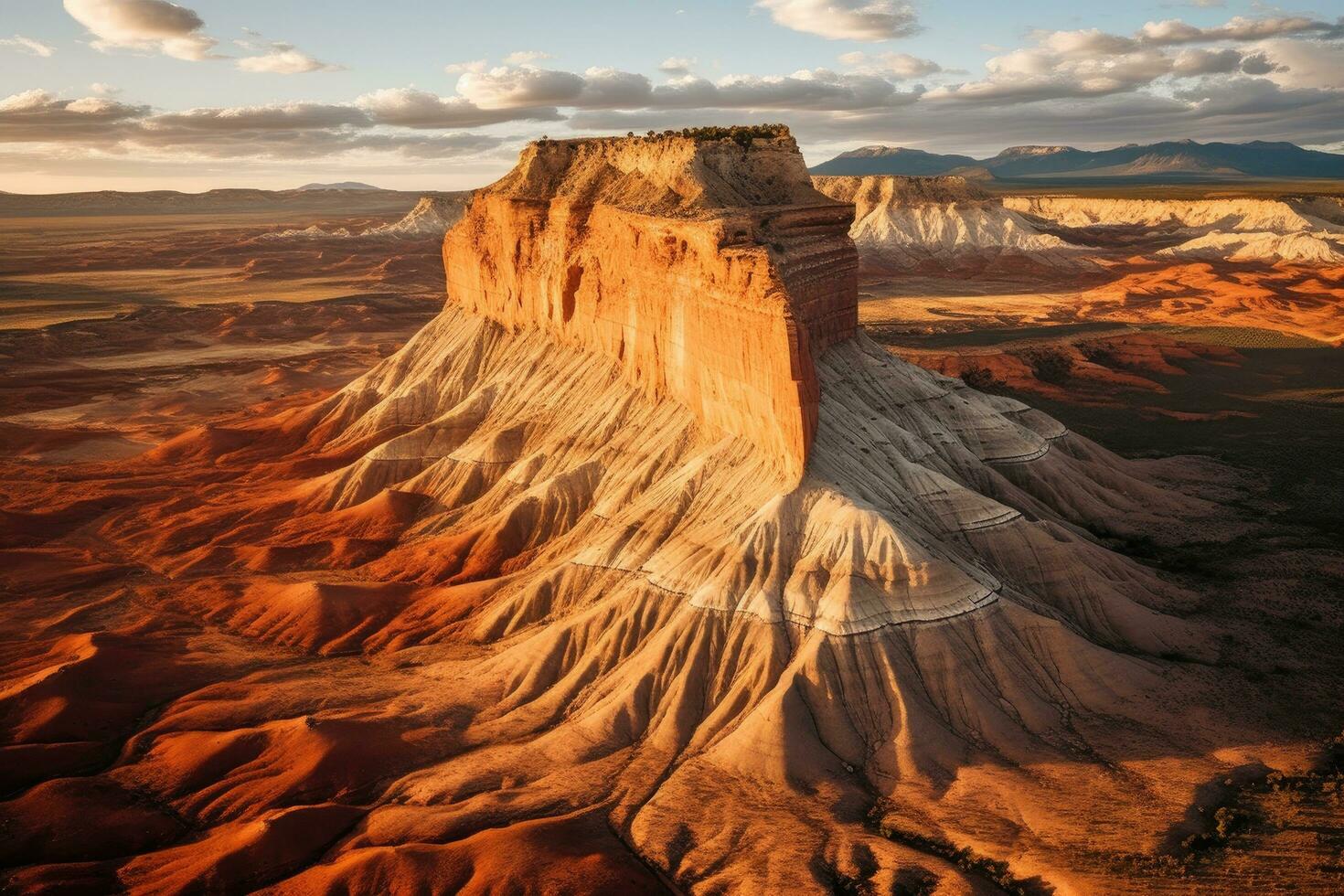 The Buttes of Capitol Reef National Park in United States of America, sandstone Butte in Utah desert valley at sunset, Capitol Reef National Park, Hanksville, United States, AI Generated photo