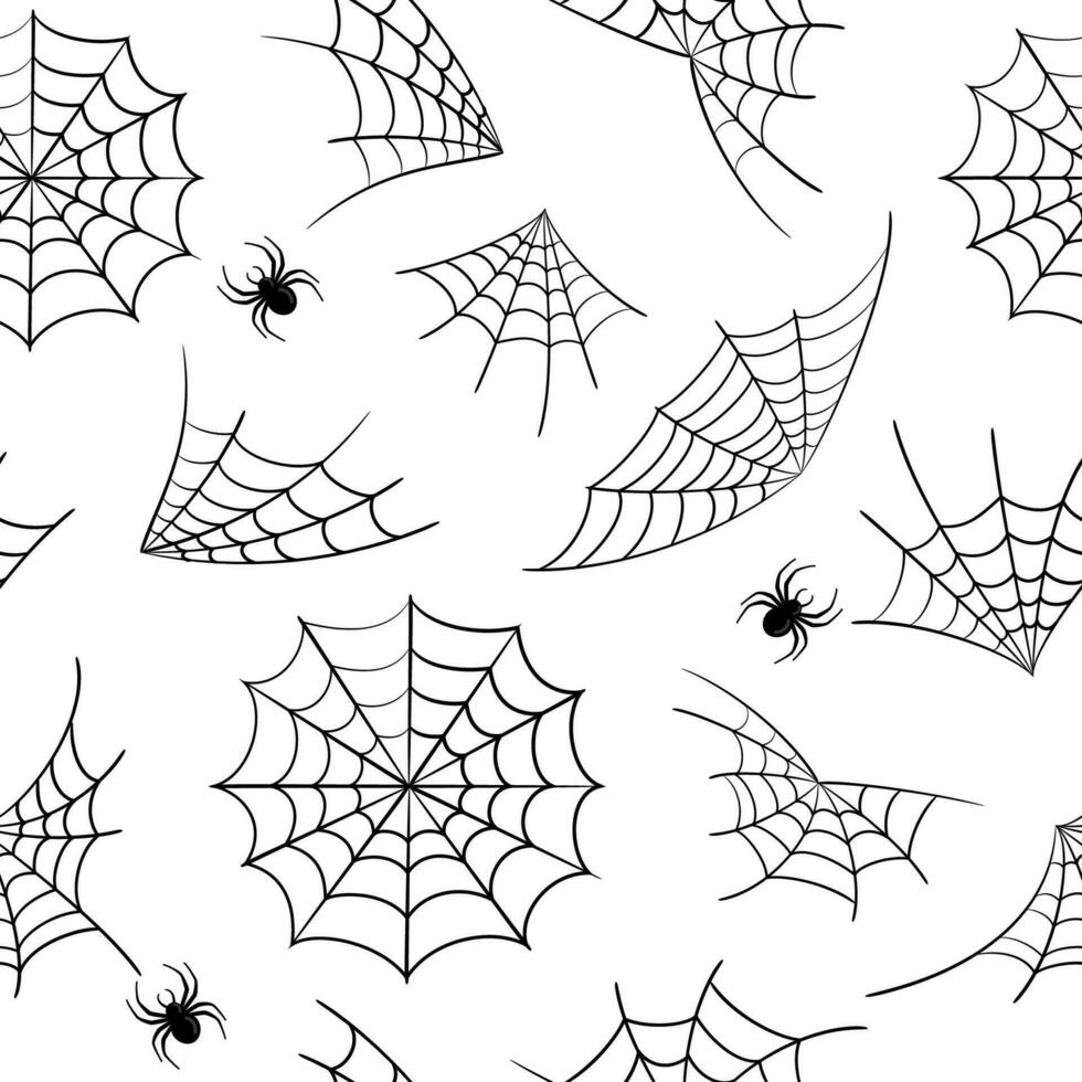 Víspera de Todos los Santos sin costura modelo con web, araña. vector ilustración.